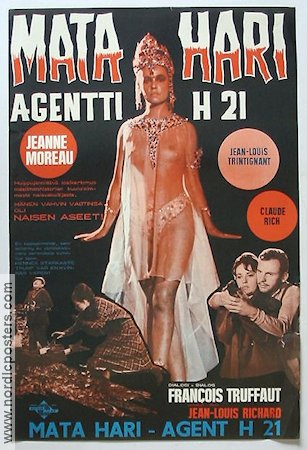 Mata Hari Agent H21 1964 movie poster Jeanne Moreau Francois Truffaut Poster from: Finland Ladies Agents