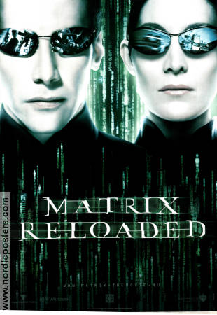The Matrix Reloaded 2003 movie poster Keanu Reeves Carrie-Anne Moss Monica Bellucci Andy Wachowski Glasses