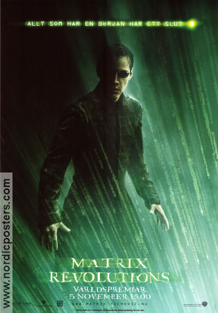 The Matrix Revolutions 2003 movie poster Keanu Reeves Carrie-Anne Moss Andy Wachowski
