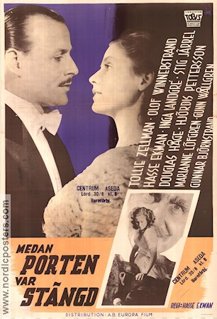 Medan porten var stängd 1946 movie poster Tollie Zellman Olof Winnerstrand Inga Landgré Hasse Ekman