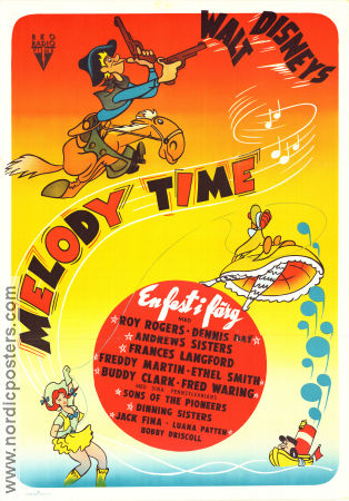 Melody Time 1948 movie poster Andrews Sisters Roy Rogers Clyde Geronimi Jazz Animation