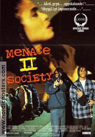 Menace II Society 1993 movie poster Tyrin Turner Larenz Tate June Kyoto Lu Albert Hughes Gangs Guns weapons