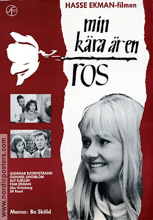 Min kära är en ros 1963 movie poster Hasse Ekman Gunnar Björnstrand Gunnel Lindblom Flowers and plants
