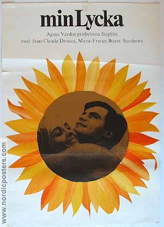 Le bonheur 1965 movie poster Jean-Claude Drouot Agnes Varda Flowers and plants