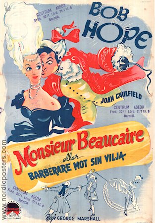 Monsieur Beaucaire 1946 movie poster Bob Hope Joan Caulfield