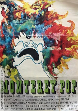 Monterey Pop 1968 poster Jimi Hendrix Janis Joplin Ravi Shankar DA Pennebaker Rock och pop Konstaffischer