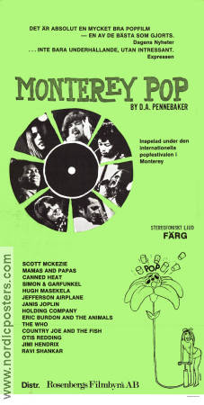 Monterey Pop 1968 movie poster Jimi Hendrix Janis Joplin Ravi Shankar DA Pennebaker Rock and pop