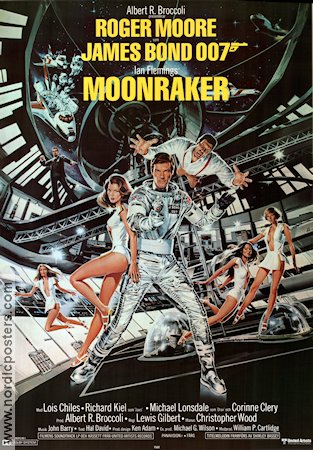Moonraker 1979 movie poster Roger Moore Richard Kiel Lois Chiles Michael Lonsdale Lewis Gilbert Spaceships