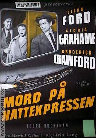 Human Desire 1954 movie poster Glenn Ford Gloria Grahame Broderick Crawford Fritz Lang Trains Film Noir