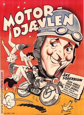 Motorkavaljerer 1949 movie poster Åke Söderblom Viveca Serlachius Rut Holm Stig Järrel Carl-Gustaf Lindstedt Elof Ahrle Motorcycles