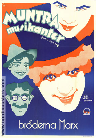 Animal Crackers 1930 movie poster Groucho Marx Harpo Marx Chico Marx Lilian Roth Victor Heerman Poster artwork: Gösta Åberg Musicals