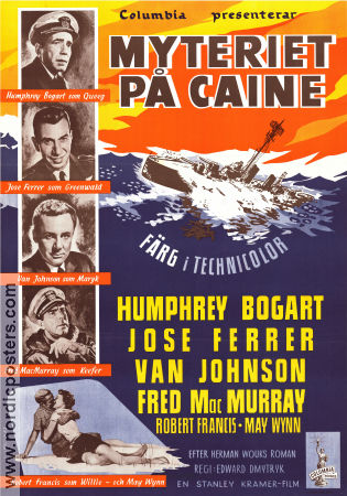 The Caine Mutiny 1954 movie poster Humphrey Bogart José Ferrer Van Johnson Edward Dmytryk Ships and navy