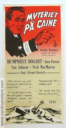 Myteriet på Caine 1954 poster Humphrey Bogart José Ferrer Van Johnson Skepp och båtar