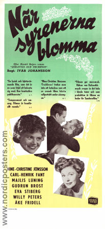 När syrenerna blomma 1952 movie poster Kenne Fant Nine-Christine Jönsson Gudrun Brost Ivar Johansson Flowers and plants