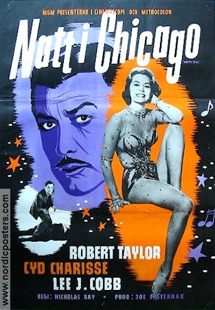 Natt i Chicago 1958 poster Cyd Charisse Robert Taylor Film Noir