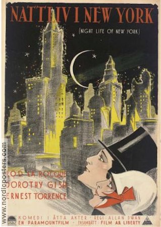 Night Life of New York 1925 movie poster Rod La Rocque Dorothy Gish