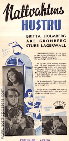 Nattvaktens hustru 1947 movie poster Åke Grönberg Britta Holmberg Sture Lagerwall Bengt Palm