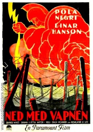Ned med vapnen 1927 poster Pola Negri Einar Hanson