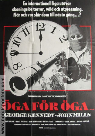 The Human Factor 1975 movie poster George Kennedy John Mills Raf Vallone Edward Dmytryk Guns weapons Clocks