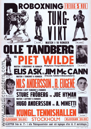 Olle Tandberg vs Piet Wilde Stockholm 1948 affisch Olle Tandberg Boxning