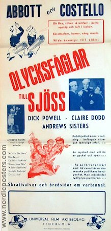 In the Navy 1941 movie poster Abbott and Costello Bud Abbott Lou Costello Dick Powell Arthur Lubin