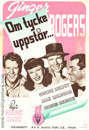 Tom Dick and Harry 1941 movie poster Ginger Rogers George Murphy Alan Marshal Burgess Meredith Garson Kanin