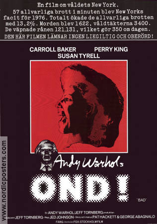 Ond 1977 poster Carroll Baker Perry King Jed Johnson Hitta mer: Andy Warhol Kultfilmer