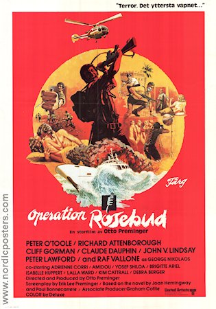 Rosebud 1975 movie poster Peter O´Toole Richard Attenborough Cliff Gorman Otto Preminger