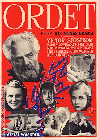 Ordet 1943 movie poster Victor Sjöström Holger Löwenadler Inga Landgré Gustaf Molander Writer: Kaj Munk