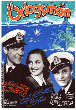 Örlogsmän 1943 movie poster Karl-Arne Holmsten Nils Kihlberg Anne-Margrethe Björlin Börje Larsson Ships and navy War