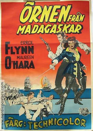 Örnen från Madagaskar 1952 poster Errol Flynn Maureen O´Hara Anthony Quinn George Sherman Äventyr matinée