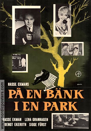 På en bänk i en park 1960 movie poster Lena Granhagen Hasse Ekman Telephones