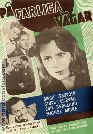På farliga vägar 1944 movie poster Sture Lagerwall Birgit Tengroth Per-Axel Branner