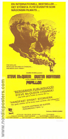Papillon 1973 poster Steve McQueen Dustin Hoffman Victor Jory Franklin J Schaffner
