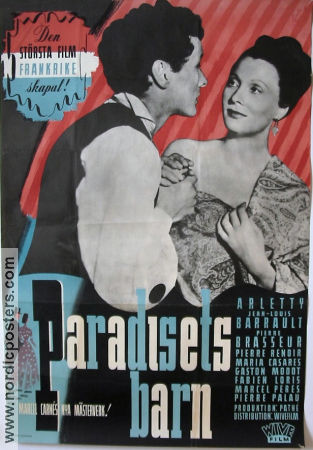 Paradisets barn 1945 poster Arletty Jean-Louis Barrault Pierre Brasseur Marcel Carné