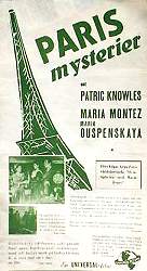 Paris mysterier 1933 movie poster Patric Knowles Maria Montez
