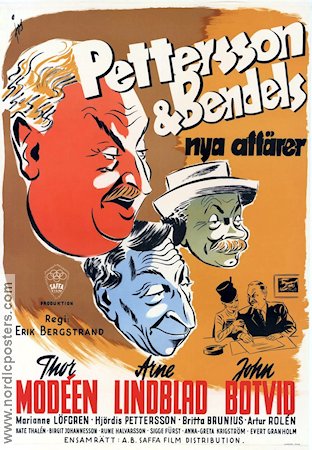 Pettersson och Bendels nya affärer 1945 movie poster Thor Modéen John Botvid Arne Lindblad Hjördis Petterson