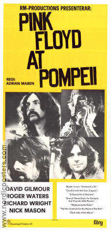 Pink Floyd at Pompeii 1978 movie poster Pink Floyd David Gilmour Roger Waters Richard Wright Nick Mason Adrian Maben Rock and pop
