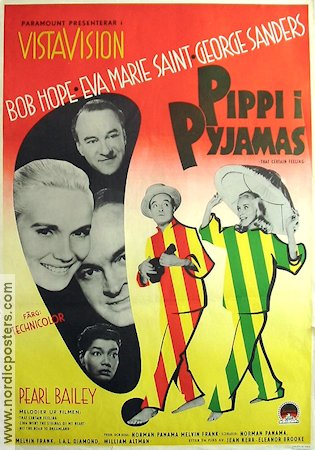 Pippi i pyjamas 1956 poster Bob Hope Eva Marie Saint George Sanders