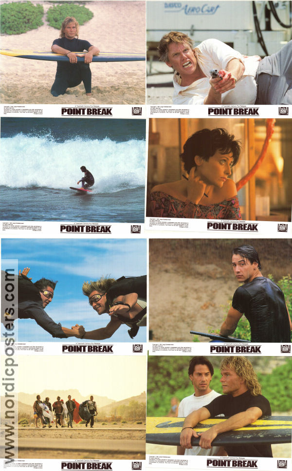 Point Break 1991 lobbykort Patrick Swayze Keanu Reeves Gary Busey Kathryn Bigelow Poliser