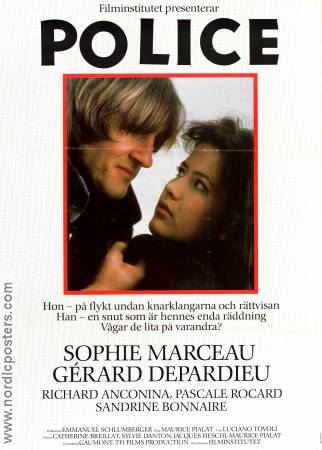 Police 1985 movie poster Sophie Marceau Gerard Depardieu Maurice Pialat Police and thieves