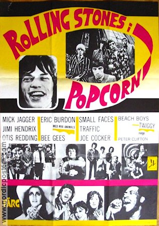 Popcorn 1971 movie poster Rolling Stones Jimi Hendrix Rock and pop