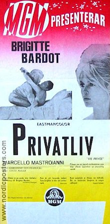 Vie privee 1962 movie poster Brigitte Bardot Marcello Mastroianni Louis Malle