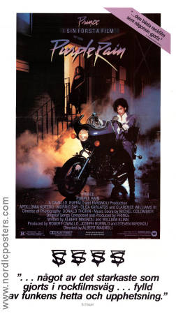 Purple Rain 1984 movie poster Prince Apollonia Kotero Morris Day Albert Magnoli Rock and pop Motorcycles