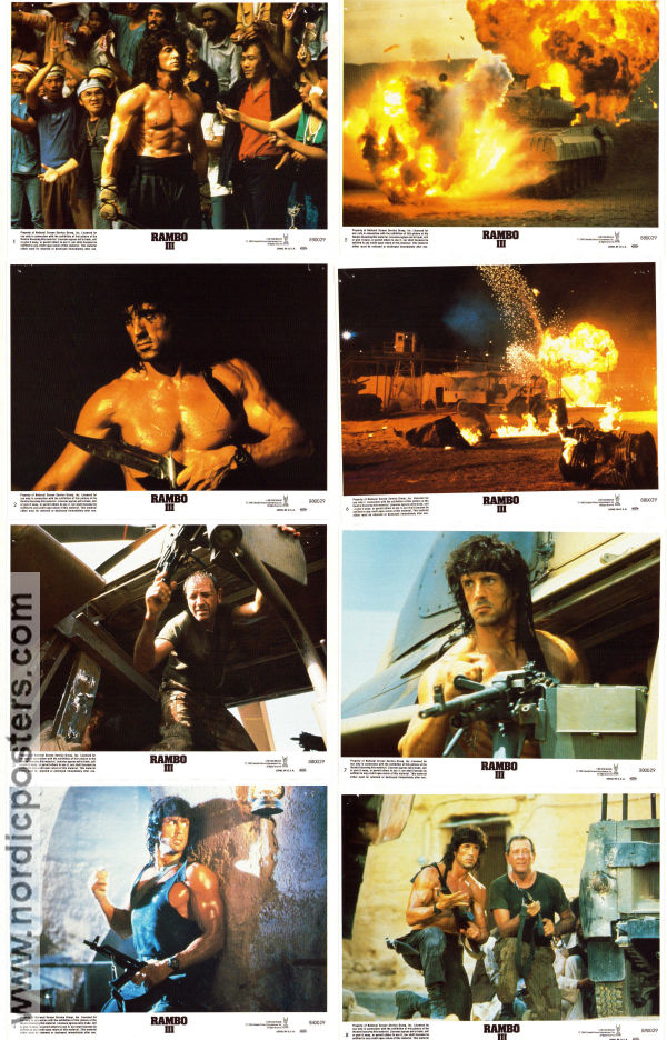Rambo III 1988 lobby card set Sylvester Stallone Richard Crenna Marc de Jonge Peter MacDonald Mountains