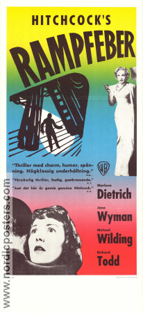 Stage Fright 1950 movie poster Jane Wyman Marlene Dietrich Richard Todd Alfred Hitchcock