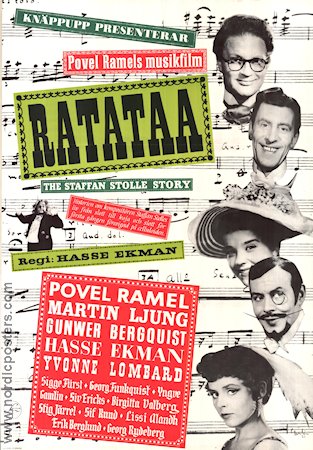 Ratataa 1956 poster Povel Ramel Martin Ljung Gunwer Bergquist Hasse Ekman Yvonne Lombard Affischkonstnär: Yngve Gamlin Musikaler