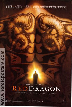 Red Dragon 2002 movie poster Anthony Hopkins Edward Norton Ralph Fiennes Brett Ratner Find more: Hannibal Lecter