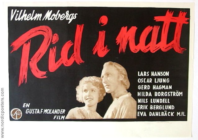 Rid i natt 1942 movie poster Lars Hanson Gerd Hagman Writer: Vilhelm Moberg