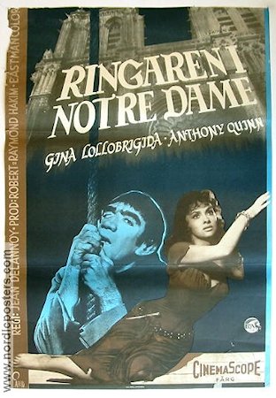 Notre-Dame de Paris 1956 movie poster Gina Lollobrigida Anthony Quinn Jean Delannoy Writer: Victor Hugo